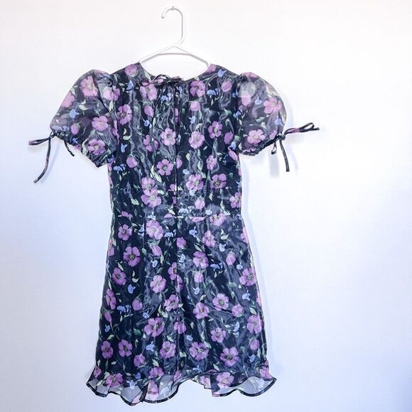 Forever 21 Women's Black Floral Mini Dress with Bell Sleeves size Small - Picture 2 of 5